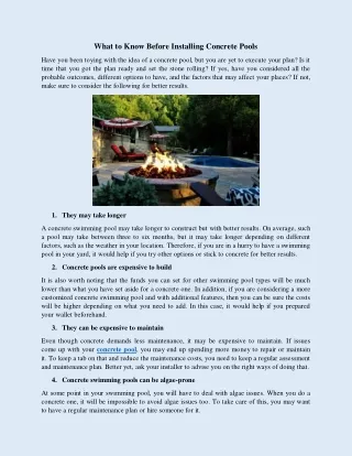 what to know before installing concrete pools