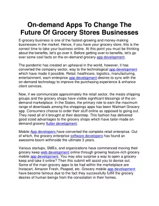 on demand apps to change the future of grocery