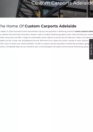 Custom carports Adelaide