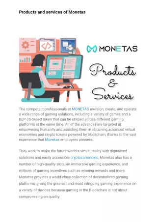 Products and services of monetas