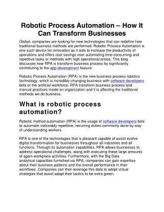 robotic process automation how it can transform