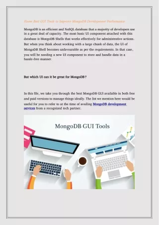 Know Best GUI Tools to Improve MongoDB Development Performance