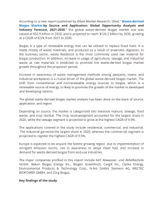 Waste-derived Biogas Market