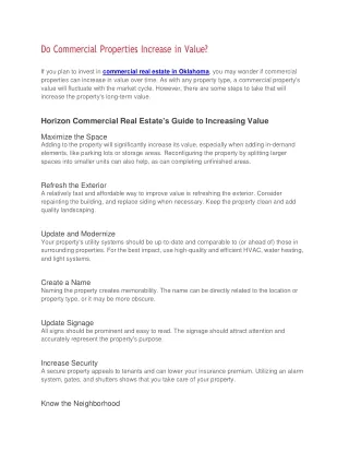 do commercial properties increase in value