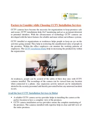 factors to consider while choosing cctv
