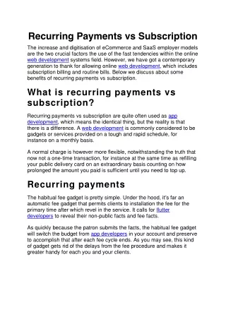 recurring payments vs subscription