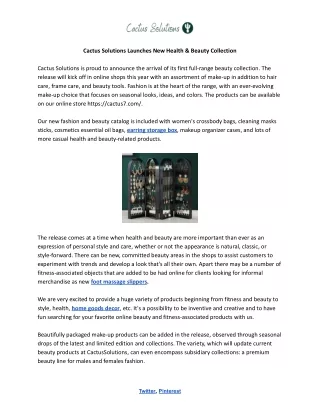 cactus solutions launches new health beauty
