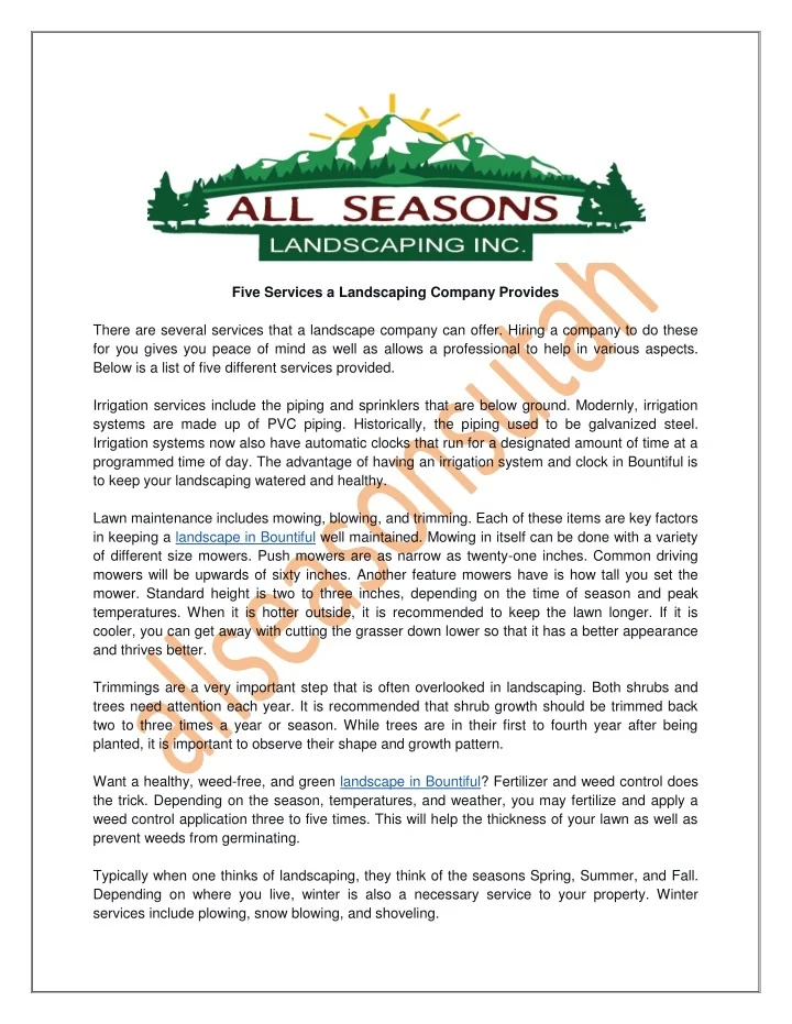 PPT - Five Services a Landscaping Company Provides PowerPoint ...