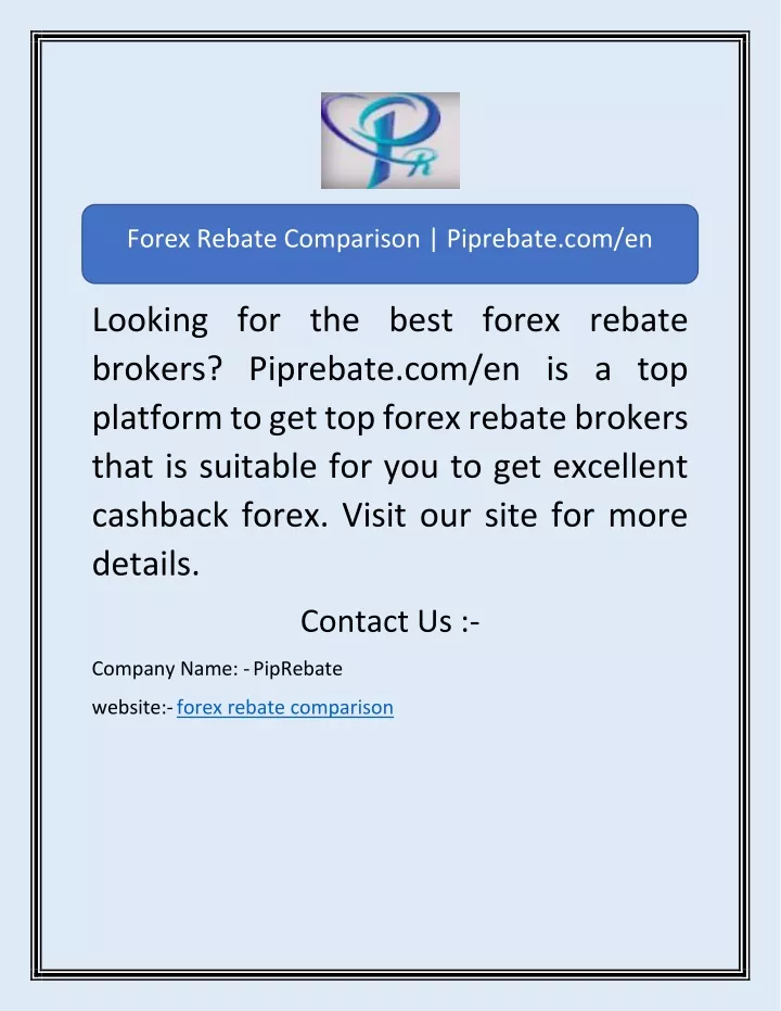 forex rebate comparison piprebate com en