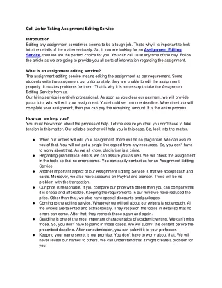 call us for taking assignment editing service