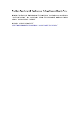 President Recruitment & Headhunters - College President Search Firms