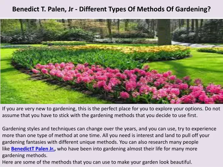 benedict t palen jr different types of methods of gardening