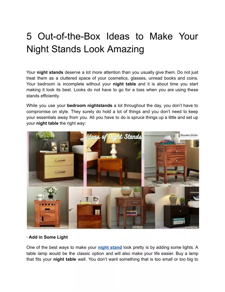 5 out of the box ideas to make your night stands