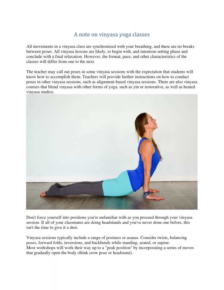 a note on vinyasa yoga classes