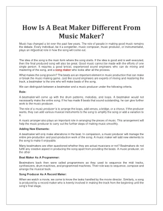 How Is A Beat Maker Different From Music Maker