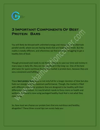 3 Important Components Of Best Protein   Bars