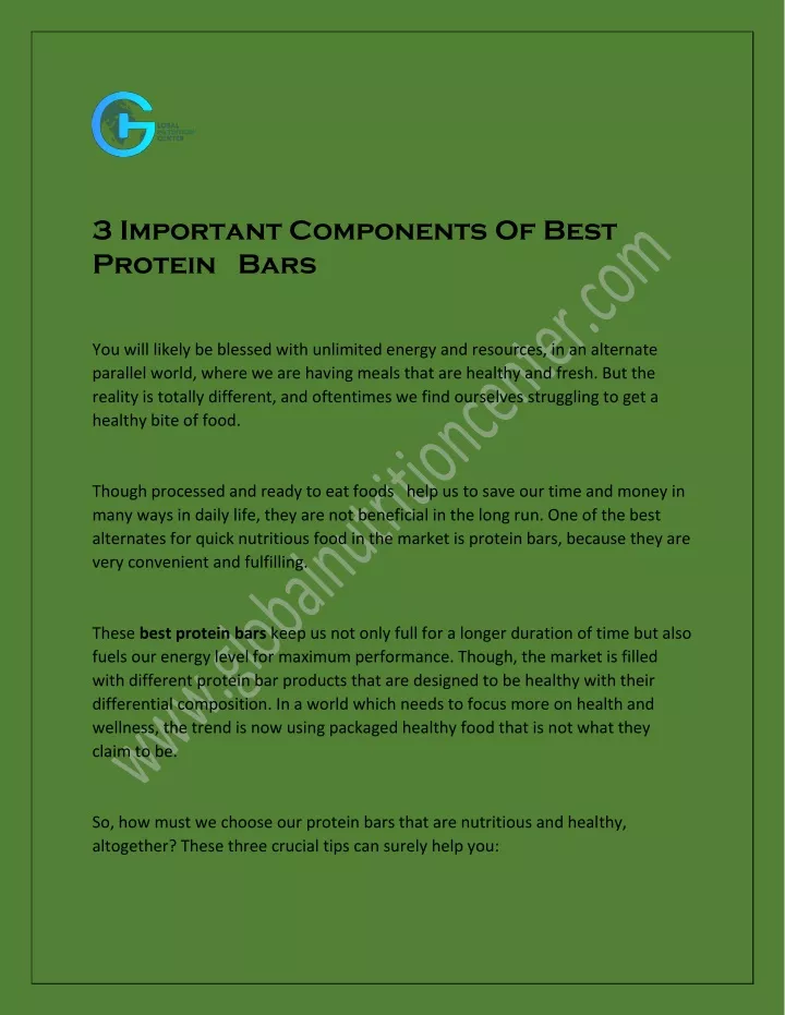 3 important components of best protein bars