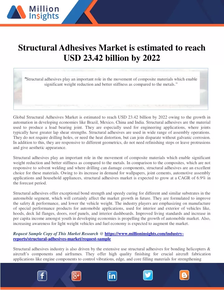 structural adhesives market is estimated to reach
