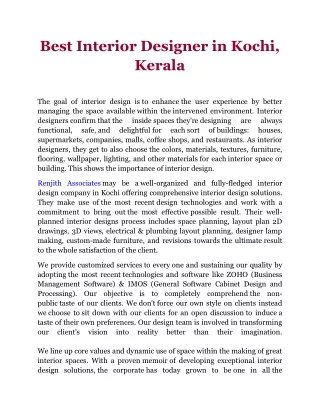 Best Interior Designer in Kochi, Kerala