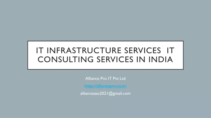 it infrastructure services it consulting services in india