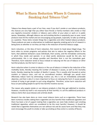 what is harm reduction where it concerns what