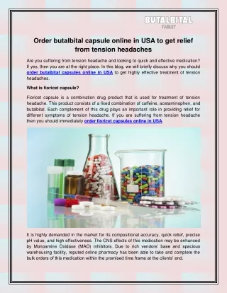 Order Fioricet Capsules online in USA