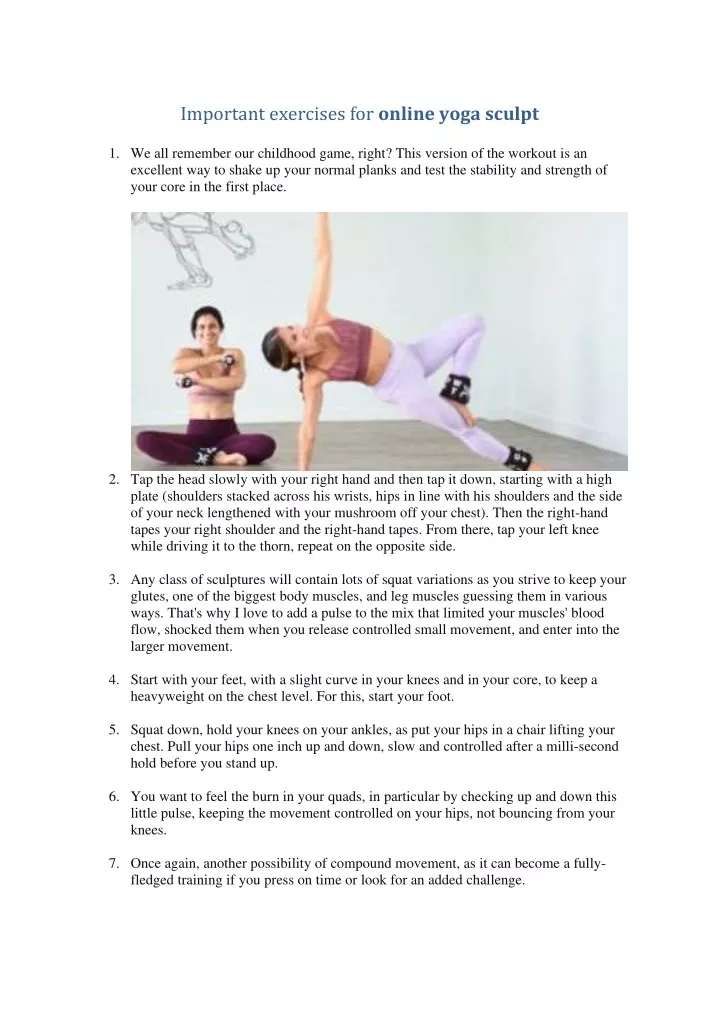 important exercises for online yoga sculpt