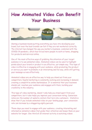 How Animated Video Can Benefit Your Business