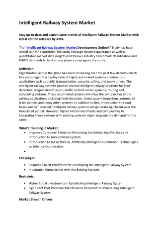intelligent railway system market