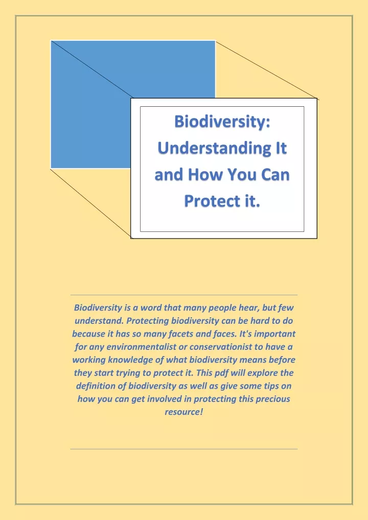 biodiversity understanding