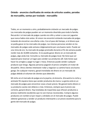 Oviedo - anuncios clasificados de ventas de artículos usados, paradas de mercadillo, ventas por traslado - mercadillo-co