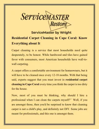 residential carpet cleaning in cape coral know