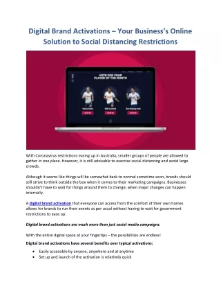 Digital Brand Activations – Your Business’s Online Solution To Social Distancing