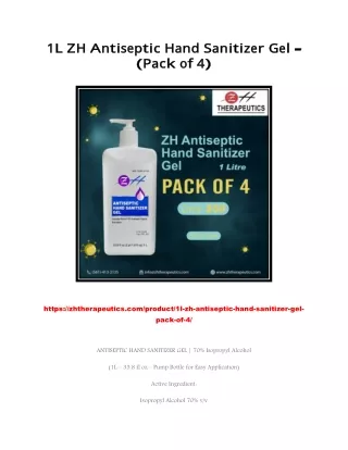 1L ZH Antiseptic Hand Sanitizer Gel – (Pack of 4)