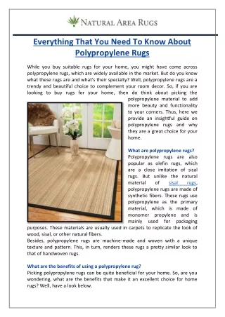 Everything that you need to know about polypropylene rugs
