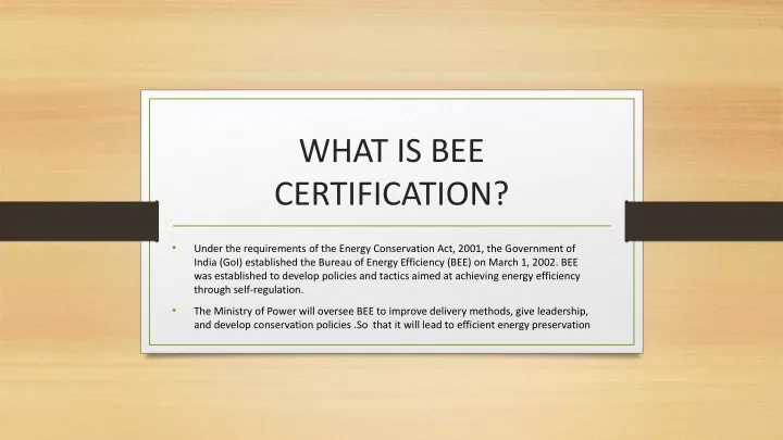 what is bee certification