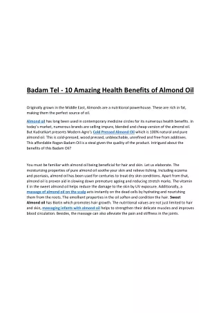 Badam Tel - 10 Amazing Health Benefits of Almond Oil