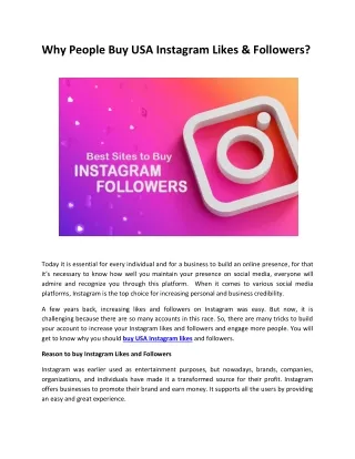Why People Buy USA Instagram Likes & Followers