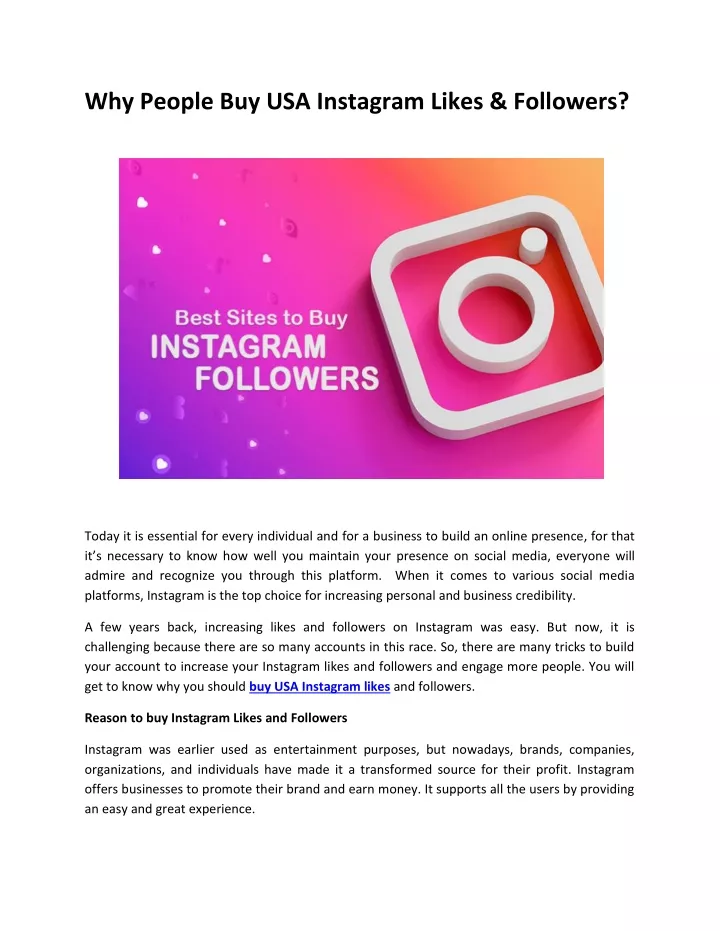 why people buy usa instagram likes followers