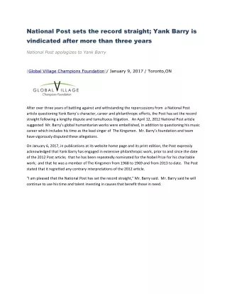 national post sets the record straight yank barry