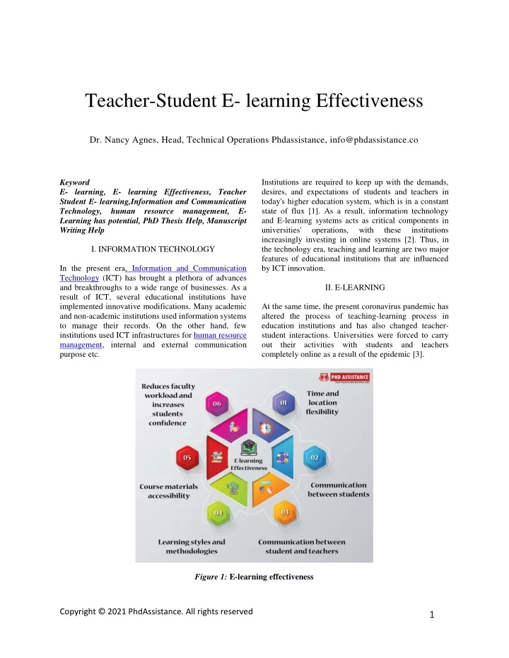 teacher student e learning effectiveness dr nancy
