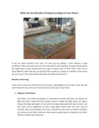 What Are the Benefits of Using Area Rugs in Your Home