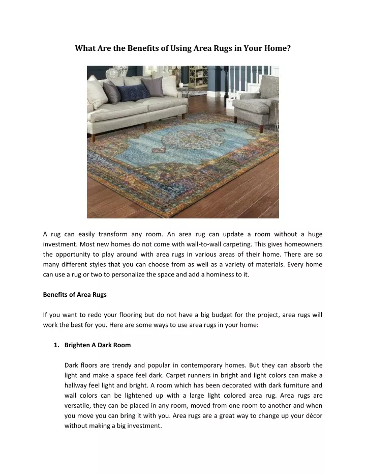 what are the benefits of using area rugs in your