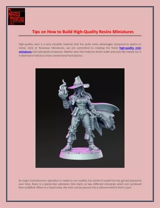 tips on how to build high quality resins