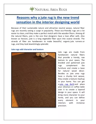 Reasons why a jute rug is the new trend sensation in the interior designing worl