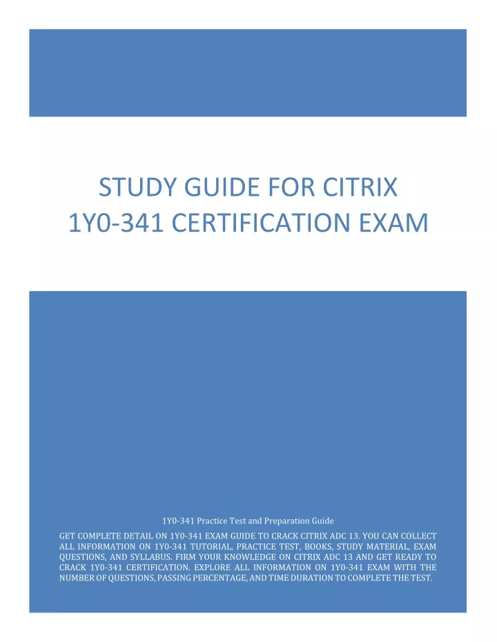 study guide for citrix 1y0 341 certification exam