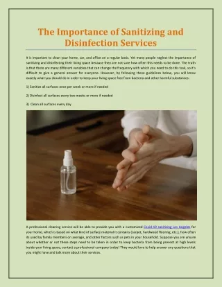 the importance of sanitizing and disinfection