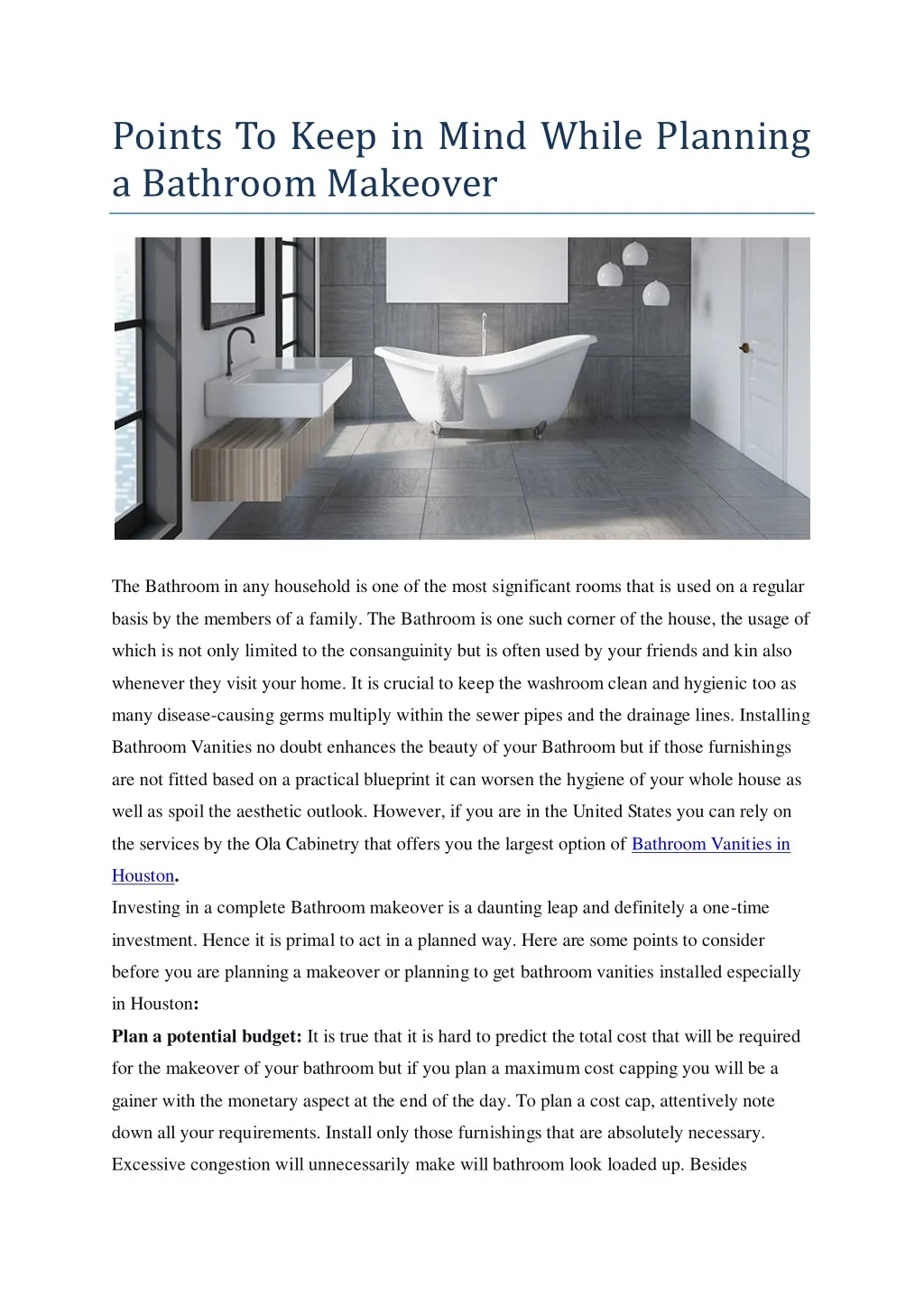 PPT - Points To Keep in Mind While Planning a Bathroom Makeover ...