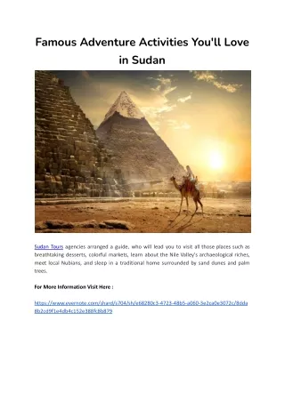 Famous Adventure Activities You'll Love in Sudan
