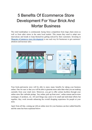 5 Benefits Of Ecommerce Store Development For Your Brick And Mortar Business